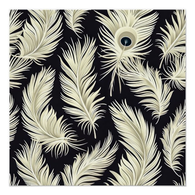 Art Deco Feather Muster Poster (Vorderseite)