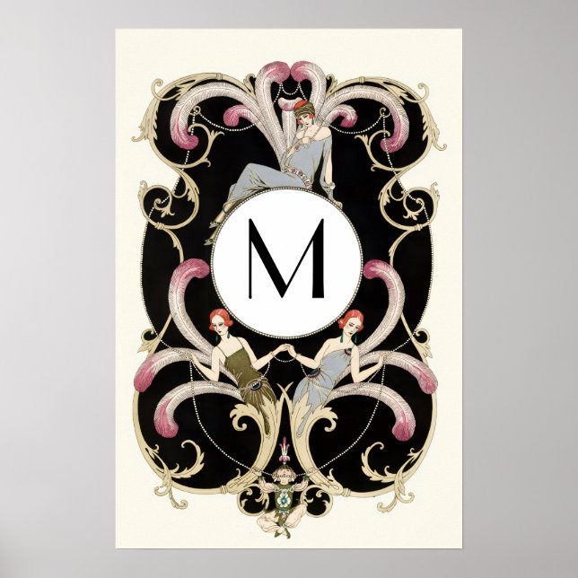 ART DECO FEATHERS , SCHÖNHEIT FASHION KOSTUME MONO POSTER (Vorne)