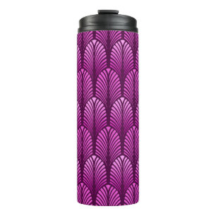 Art Deco-Feder-Muster, Amethystpurpur Thermosbecher
