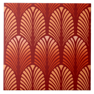 Art Deco-Feder-Muster, Mandarinorange Fliese