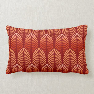 Art Deco-Feder-Muster, Mandarinorange Lendenkissen