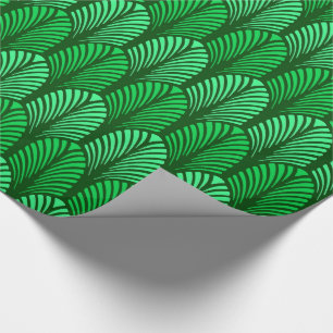 Art Deco Feder Muster, Smaragdgrün Geschenkpapier