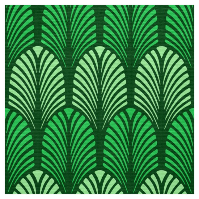 Art Deco-Feder-Muster, Smaragdgrün Stoff (Muster)