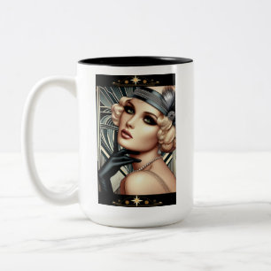 Art Deco Femme Fatale Tasse (2 Töne schwarz)