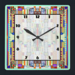 Art Deco: Festes Glas 2 Quadratische Wanduhr<br><div class="desc">10, 75" x 10, 75" Acrylwandtüte mit einem Bild eines Buntglaskunstwerks mit Art-Deco-Flair,  das an Werke aus den 20er Jahren erinnert. Grüne Grenze. Leicht lesbare Uhr auf weißem,  transparenten Quadrat mit dünner schwarzer Grenze. Sehen Sie sich die gesamte This & That Clock-Auflistung im ZUHAUSE-Bereich an.</div>