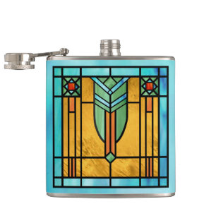 Art Deco: Festes Glas 3 Flachmann