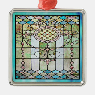 Art Deco: Festes Glas 4 Silbernes Ornament