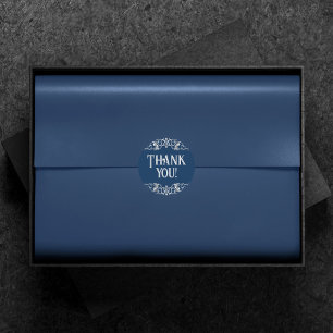 Art Deco Filigree   Silver and Navy Blue Vielen Da Runder Aufkleber