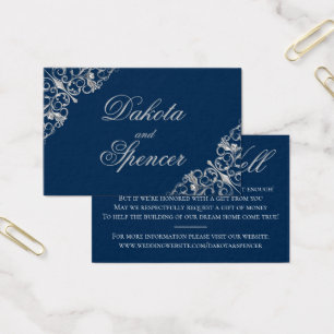 Art Deco Filigree Silver Navy Blue wünscht gut