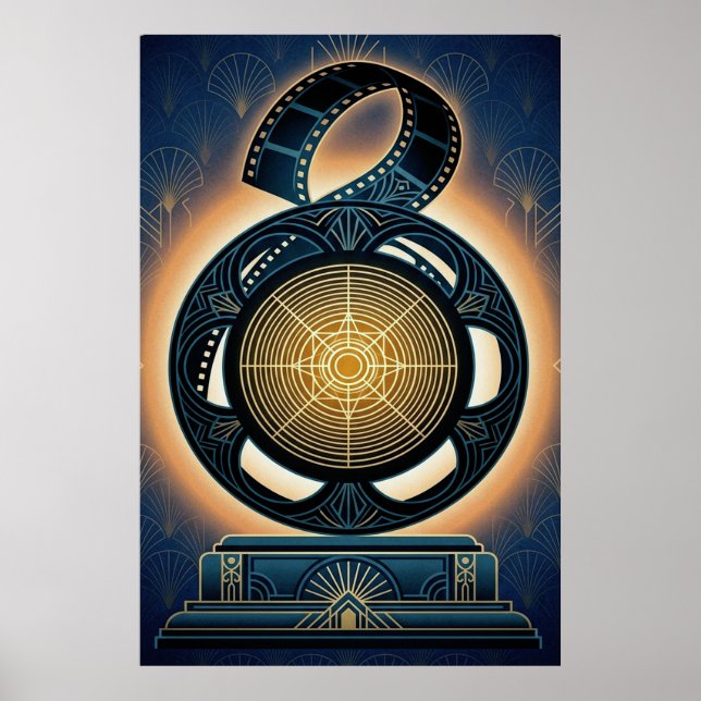 Art Deco Filmrolle Gold & Midnightblau Poster (Vorne)
