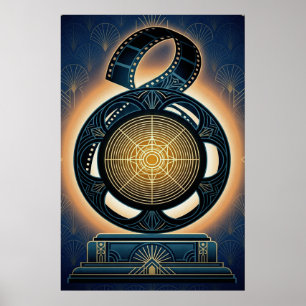 Art Deco Filmrolle Gold und Mitternachtsblau Poster