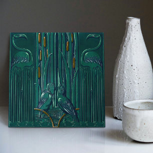 Art Deco Flamingo Wanddekoration Art Nouveau Fliese