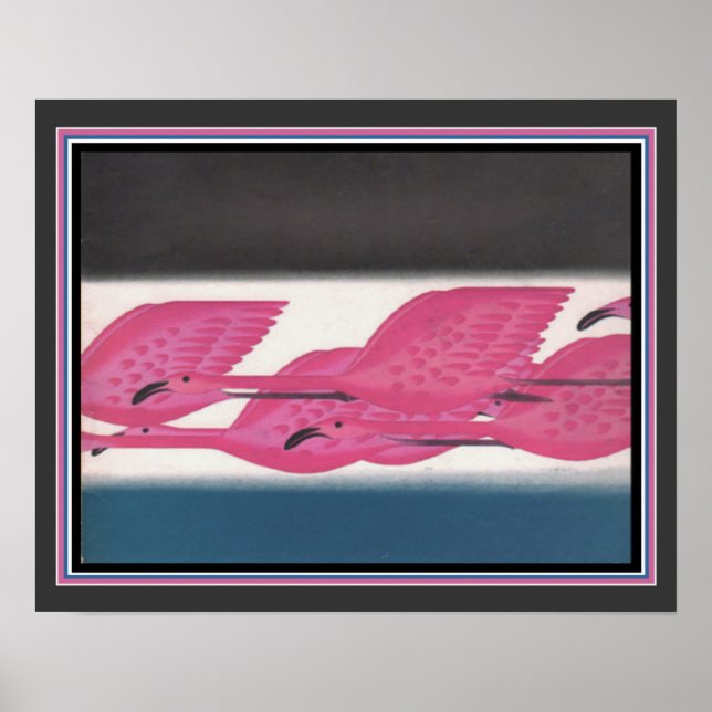 Art Deco "Flamingos in Flight" ca. 1930 Poster (Vorne)