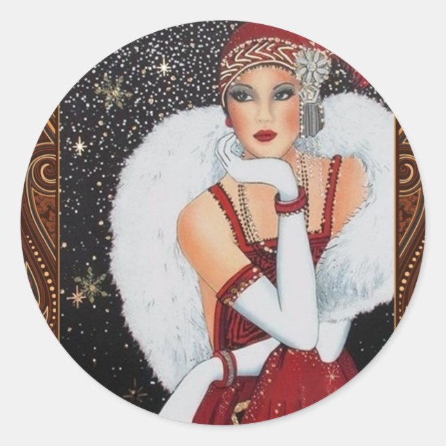Art Deco Flapper Girl Aufkleber (Vorderseite)