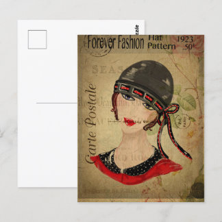 Art Deco Flapper Girl Postkarte