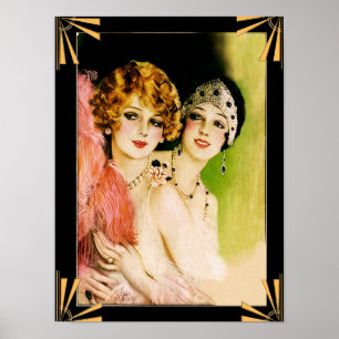 Art Deco Flapper Ladys Poster. Poster
