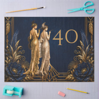 Art Deco Flapper Mädchen 40. Gatsby Decoupage Seidenpapier