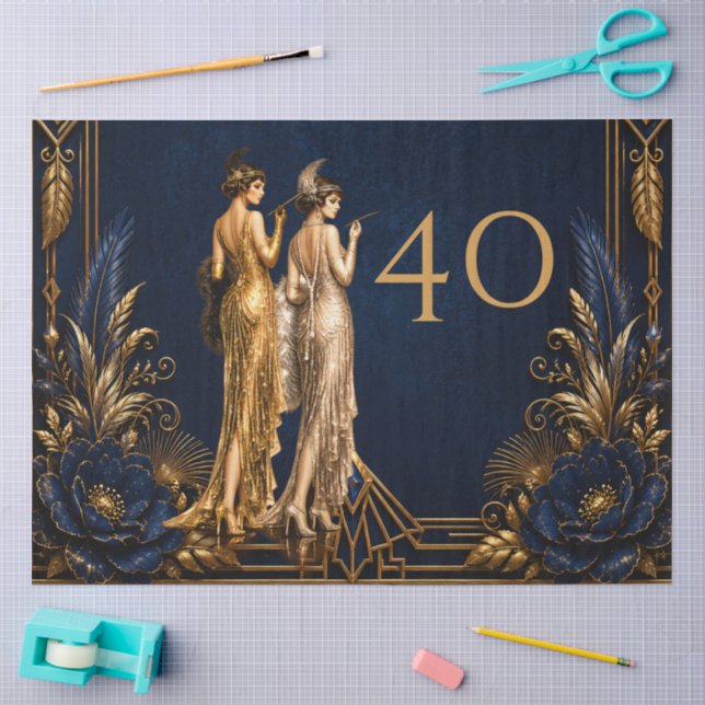 Art Deco Flapper Mädchen 40. Gatsby Decoupage Seidenpapier (Basteln)