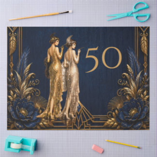 Art Deco Flapper Mädchen 50. Gatsby Decoupage Seidenpapier