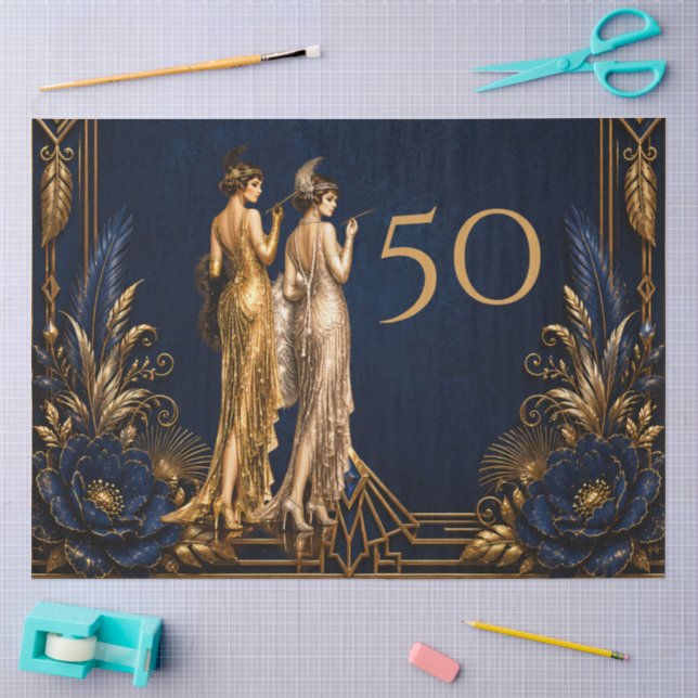 Art Deco Flapper Mädchen 50. Gatsby Decoupage Seidenpapier (Basteln)