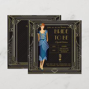 Art Deco Flapper Roaring 20er Brautparty Einladung