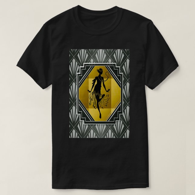Art Deco Flapper Roaring 20er Gatsby Style Print T-Shirt (Design vorne)