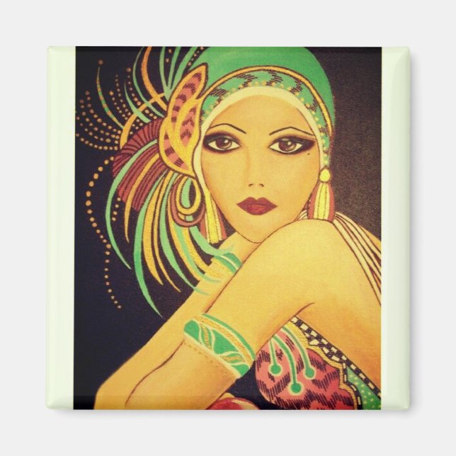 Art Deco Flapper-Tänzerin Magnet (Vorne)