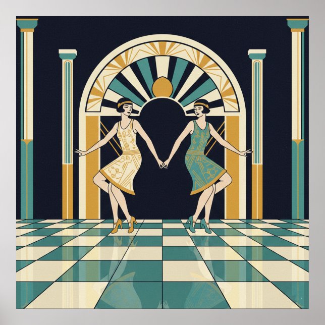 Art Deco Flapper-Tänzerinnen Poster | Jazz-Tanz de (Vorne)