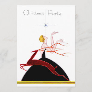 Art Deco Flapper und Hirsch Weihnachtsfeier Einladung