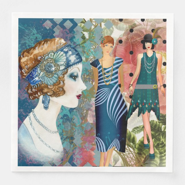 Art Deco Flapperinnen  Serviette (Vorderseite)