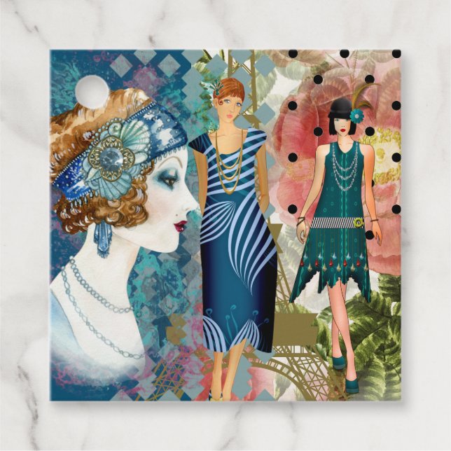Art Deco Flappers Geschenkanhänger (Vorderseite)