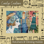 Art Deco Flappers Geschirrtuch<br><div class="desc">Art Deco Flappers Küchentuch. Wer sagt, dass Teetücher langweilig sein müssen?</div>
