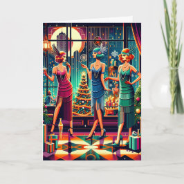 Art Deco Flappers Weihnachten Karte