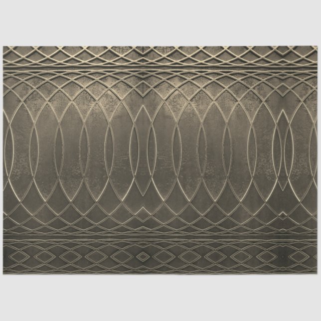 Art Deco Flat Metallic Taupe Decoupage Seidenpapier (Vorderseite)