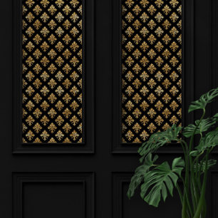 Art Deco Fleur-de-lis Golden Muster Tapete