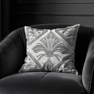 Art Deco Fleur-de-lis-weißer Marmor Kissen