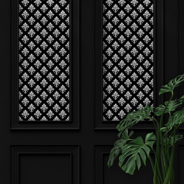 Art Deco Fleur-de-lis Weißes Muster Tapete (Von Creator hochgeladen)