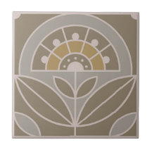Art Deco Fliese Blumenmuster (Immergrüner Nebel)