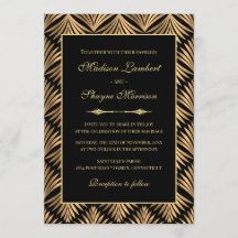Art Deco Floral Black Gold Gatsby Hochzeit