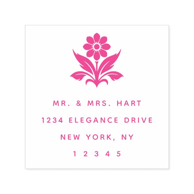 Art Deco Floral Blume Classic Rich Rücksendeadress Permastempel (Design)