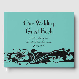 Art Deco Floral Border Wedding Gästebuch