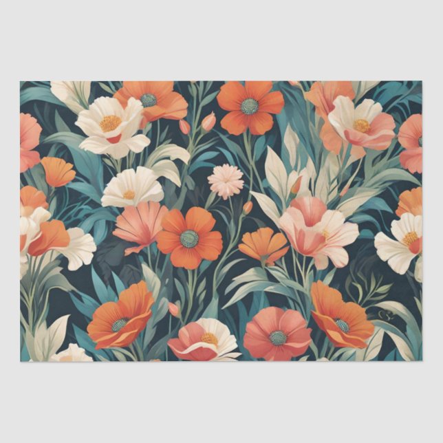 Art Deco Floral Design Seidenpapier (Vorderseite)