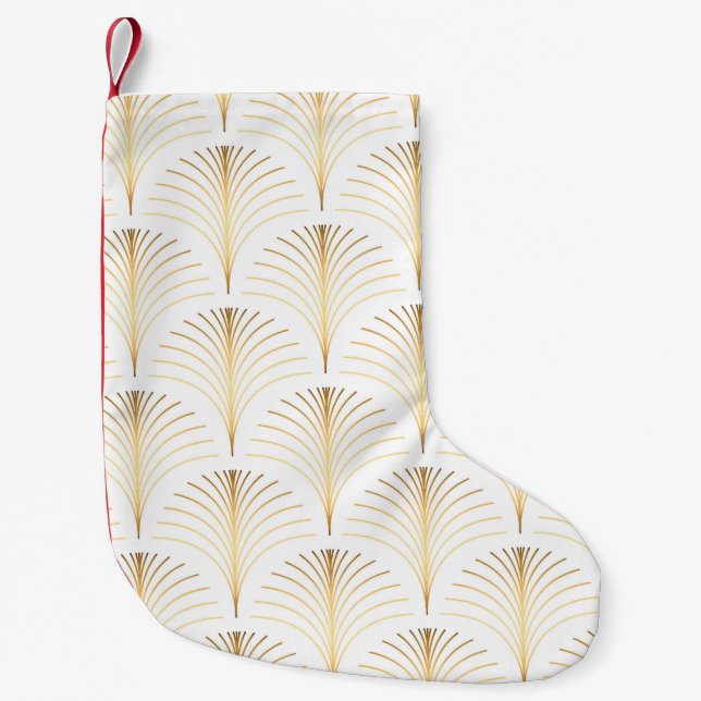 Art Deco Floral: Goldene Eleganz. Kleiner Weihnachtsstrumpf (Vorderseite)