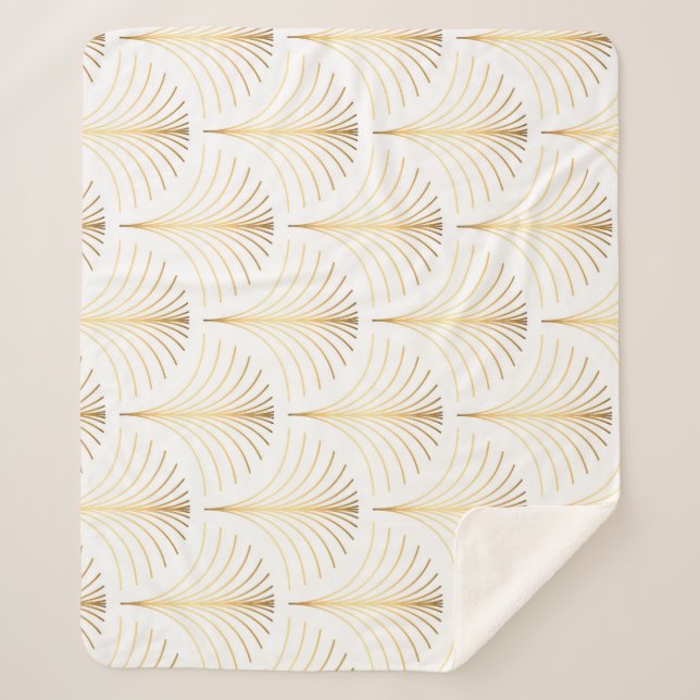 Art Deco Floral: Goldene Eleganz. Sherpadecke (Vorderseite)