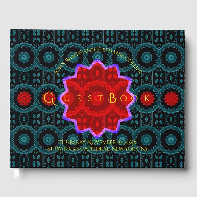 Art Deco Floral Guest Book Gästebuch (Vorderseite)