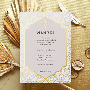 Art Deco Floral Lotus Mehndi Gold Folieneinladung