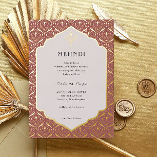 Art Deco Floral Lotus Mehndi Gold Folieneinladung