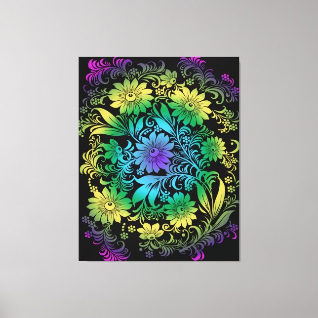 Art Deco Floral Rainbow Leinwanddruck (Vorderseite)