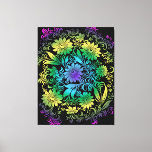 Art Deco Floral Rainbow Leinwanddruck