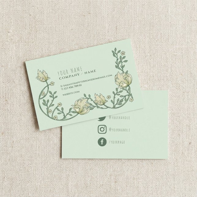 Art Deco floral Social Media Visitenkarte (Art decor floral social media business card.)